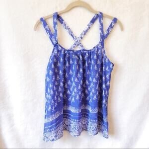 Express Blue with Pattern Strappy Tank